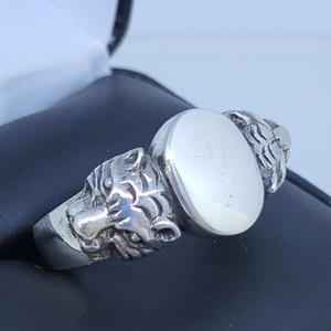 Gent's Silver Ring: 7.4g Silv-925 Size:12, Signet Tiger Head Ring