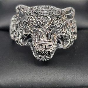 Gent's Silver Ring: 8.5g Silv-925 Size:11, New Silver Jaguar Head Ring