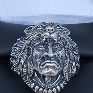 Gent's Silver Ring: 11.9g Silv-925 Size:11, Native Head Ring