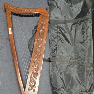 None 19 String Rosewood Celtic Harp  Missing 3 Strings And No Tuner. Comes with bag