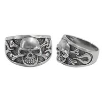  NEW Size 12, 11.8g, Skull & Flames Ring .925