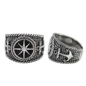  NEW Size 11 Sterling Silver Compass & Anchor Ring .925 9.4g