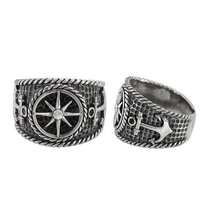  NEW Size 12 Sterling Silver Compass & Anchor Ring .925 9.4g