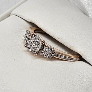  Women's 10K Rose Gold Diamond Engagement Ring, Size 7 3.3g