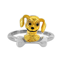 Brand new Size 7 Sterling silver with 2 tone, dog and bone ring, 14mm width, 2mm