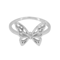 Brand new Size 7 Sterling silver with rhodium, 13x15mm butterfly ring, 2mm band
