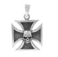 Brand New Sterling Silver, detail skull head with cross shape pendant. Approx pe
