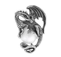 Brand New Sterling silver, 32x28mm dragon pendant with 12mm crystal ball