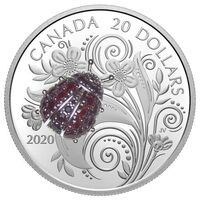 Royal Canadian Mint 2020 $20 Fine Silver Coin Bejeweled Bugs: Ladybug
