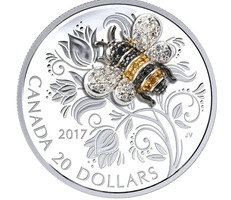 Royal Canadian Mint 2017 $20 Fine Silver Coin Bejeweled Bugs: Bee