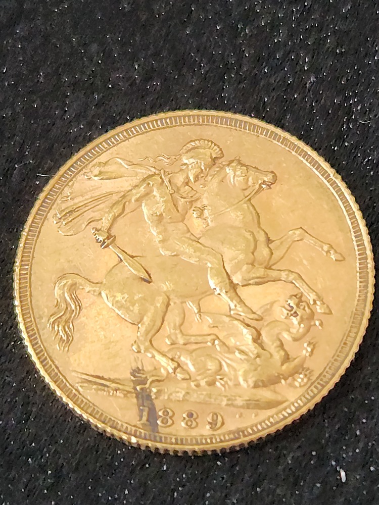UK 1889 Gold Sovereign 22k