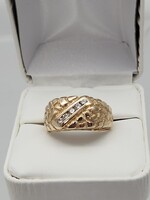 Men's 14K Diamond Nugget Ring, Size 10 1/2, 9.4g