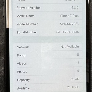 iPhone7PlussMNQM2VC/32GBSN:F2LTTZR4HG04(Cell phone has small scratch see photo)