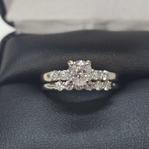  18K White Gold Diamond Engagment Ring & Wedding Band Set With Appraisal