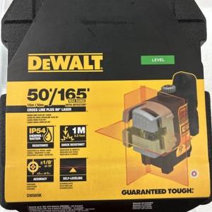 Dewalt 50 ft. & 165 ft. Red Self-Leveling 3-Beam Cross Line Laser Level with (4) AA Bateries & Case 