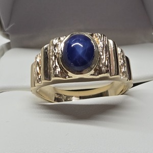 10k  Vintage, Thick, Men's Star Sapphire Statement Ring, Size 11, 6.76g