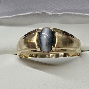  Men's 10K Yellow Gold Cat's Eye Ring Size 9 1/2, 2.88g