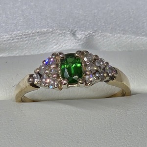  Women's 10K Yellow Gold Diamond and Emerald Ring with 53mmx 36mm Emerald