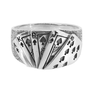 Brand New Size 10 Sterling silver, poker cards ring, 12mm width