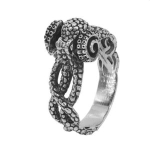 Brand New Size 10 Sterling silver, octopus ring, 8mm width