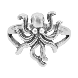 Brand New Size 7 Sterling silver, 12x16mm octopus ring, 2mm band