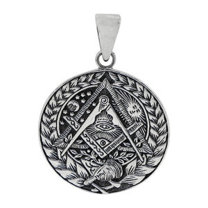 Brand New Sterling silver, 27mm Masonic, freemason and All Seeing Eye pendant