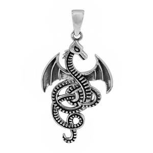 Brand New Sterling silver, 34x22mm dragon pendant