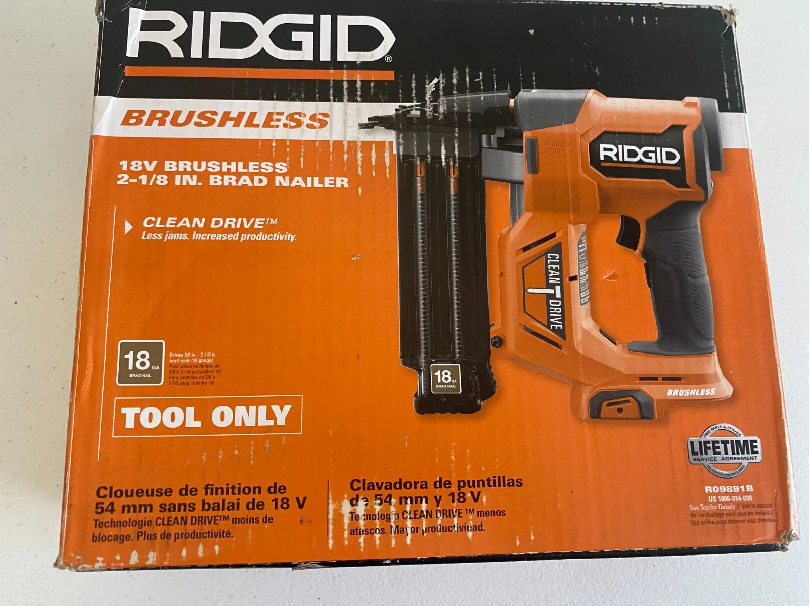 Ridgid R09891B 18V Volt 18 Gauge 2 1/8 in. Brushless Brad Nailer (Tool Only) NEW