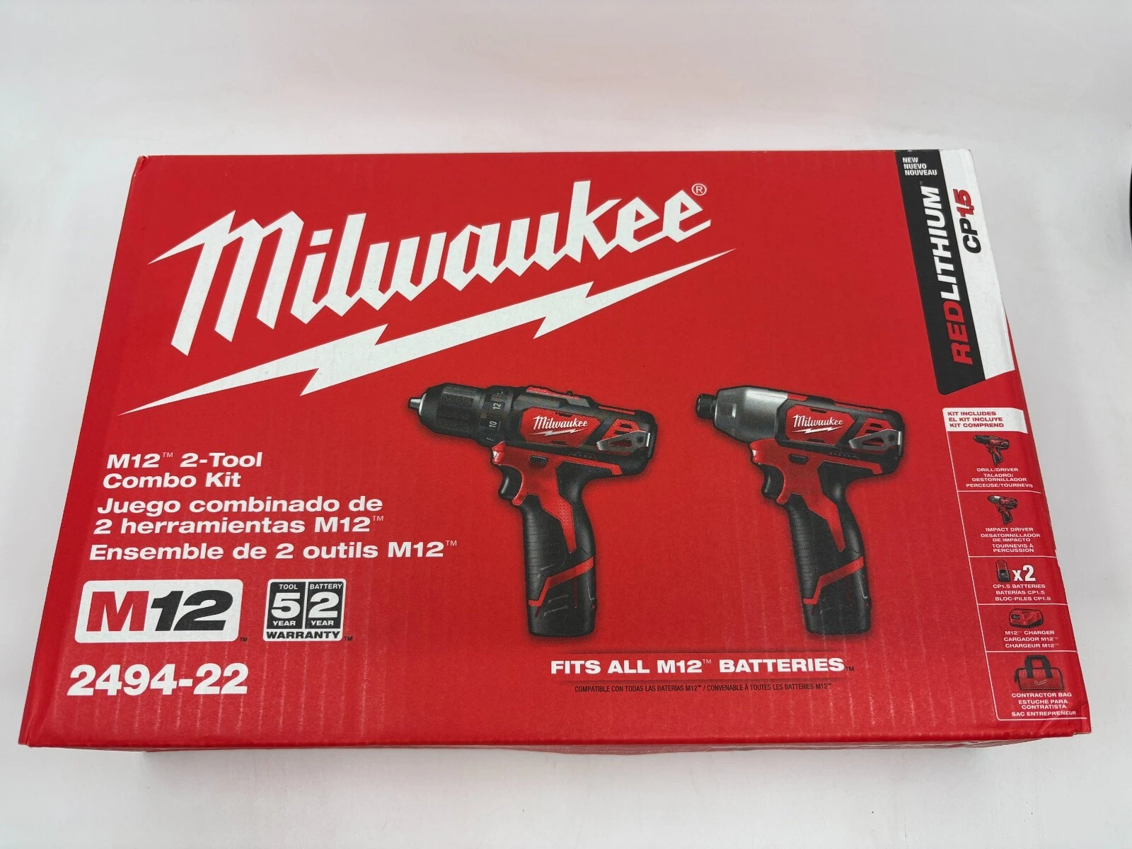 Milwaukee 2494-22 M12-2 tools Combo-kit
