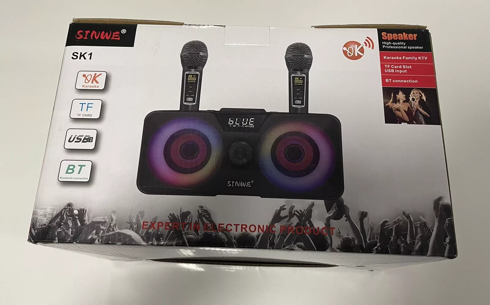 Electronics SINWE SK1 BT Karaoke Family KTV & Speaker Machine 2 Mics 