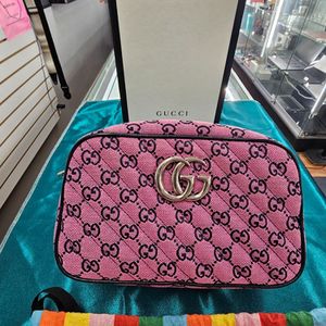 Gucci GG Marmont Shoulder Bag Diagonal Quilted GG Canvas Small with Box, Dustbag