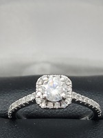 10K White Gold Diamond Engagement Ring, Size 5, 0.36ct main stone + 36 .01ct