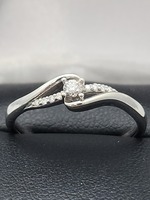  Size 9, 10k White Gold Diamond Promise Ring